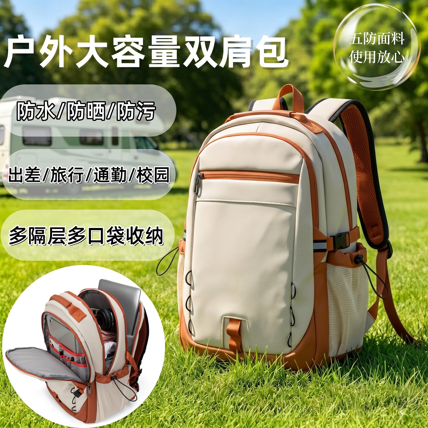 纳帕皮旅行背包男大容量爬山双肩包新款旅游轻便女士电脑背包书包