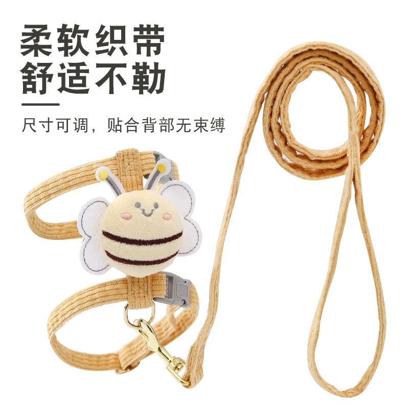 宠物用品亚马逊新款蜜蜂胸背猫咪牵引绳工字防挣脱可调节遛猫绳