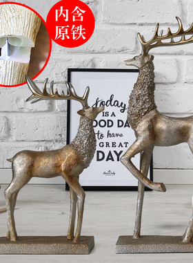 家居摆件新古典欧式大号鹿摆设麋鹿摆设树脂客厅电视柜酒柜装饰
