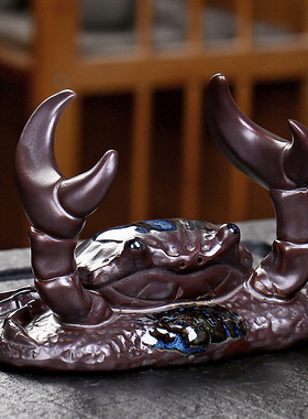 螃蟹陶瓷摆饰家居饰品手工客厅办公室玄关茶桌面摆设精品茶宠茶玩