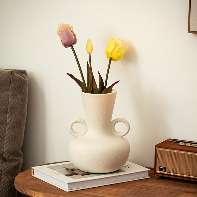 【设计感满满】陶瓷花瓶磨砂白色素瓶家居装饰摆件艺术感插花花器