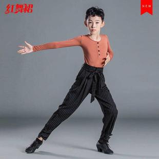 红舞裙秋冬新款儿童男拉丁练习服表演服套装恰恰伦巴拉丁舞服长袖