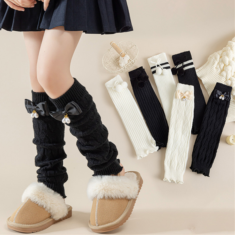 女童堆袜儿毛球套宝护膝秋