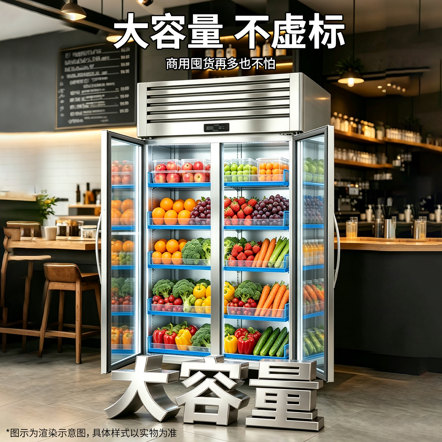志高蔬菜保鲜柜双门三门冰箱商用冷藏立式超市冰柜饮料水果展示柜