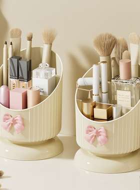 化妆品收纳盒家用高颜值眉笔笔筒大容量卧室梳妆台口红分格收纳桶