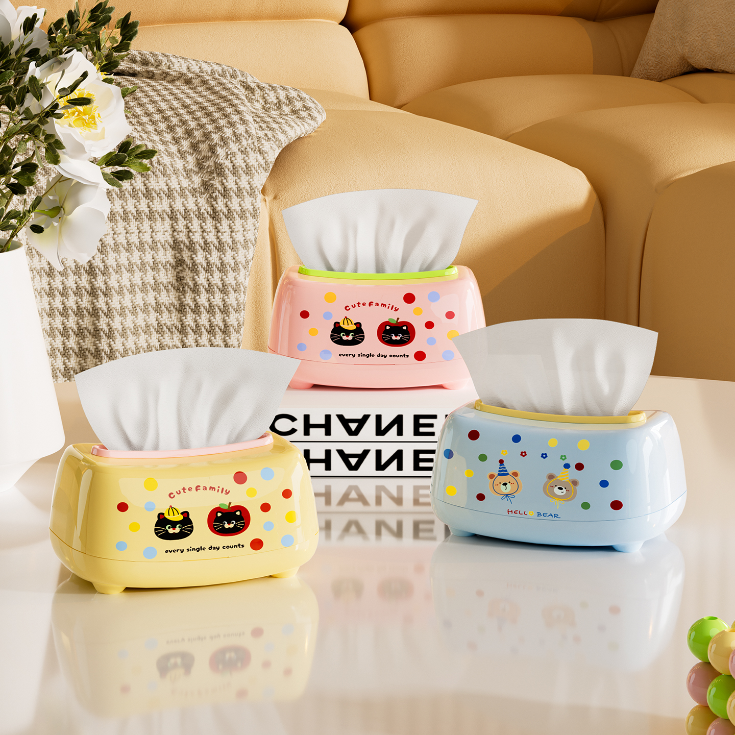 创意卡通客厅纸巾盒高颜值弹簧抽纸盒桌面高级感2025新款餐巾纸盒