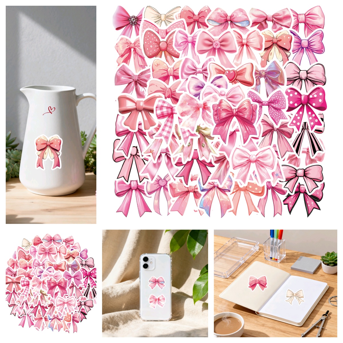 50张卡通粉色蝴蝶结裙子公主贴画幼儿园儿童玩具涂鸦女孩美丽公主拉杆箱可爱装饰DIY手账高颜值精美时尚贴纸