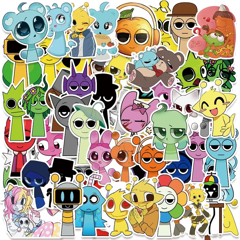 50张Sprunki节奏盒子防水贴纸diy