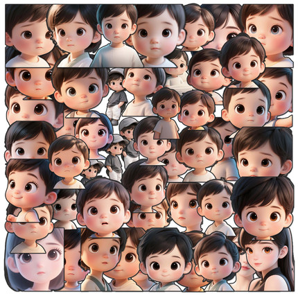 50张大眼睛娃娃卡通贴纸DIY涂鸦手账本遥控器笔记本平板电脑手机壳充电器保温杯旅行箱房间装饰吉他滑板头盔