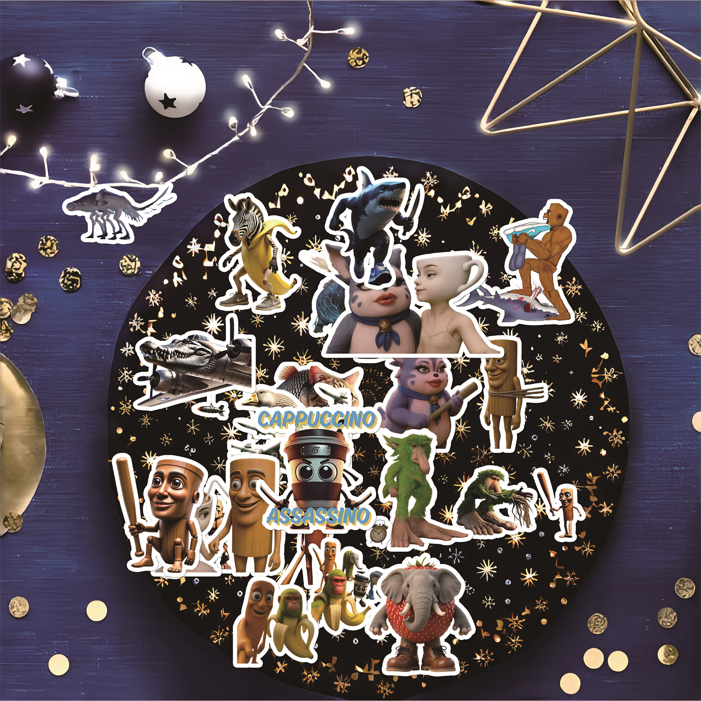 50张趣味卡通国外版山海经贴纸