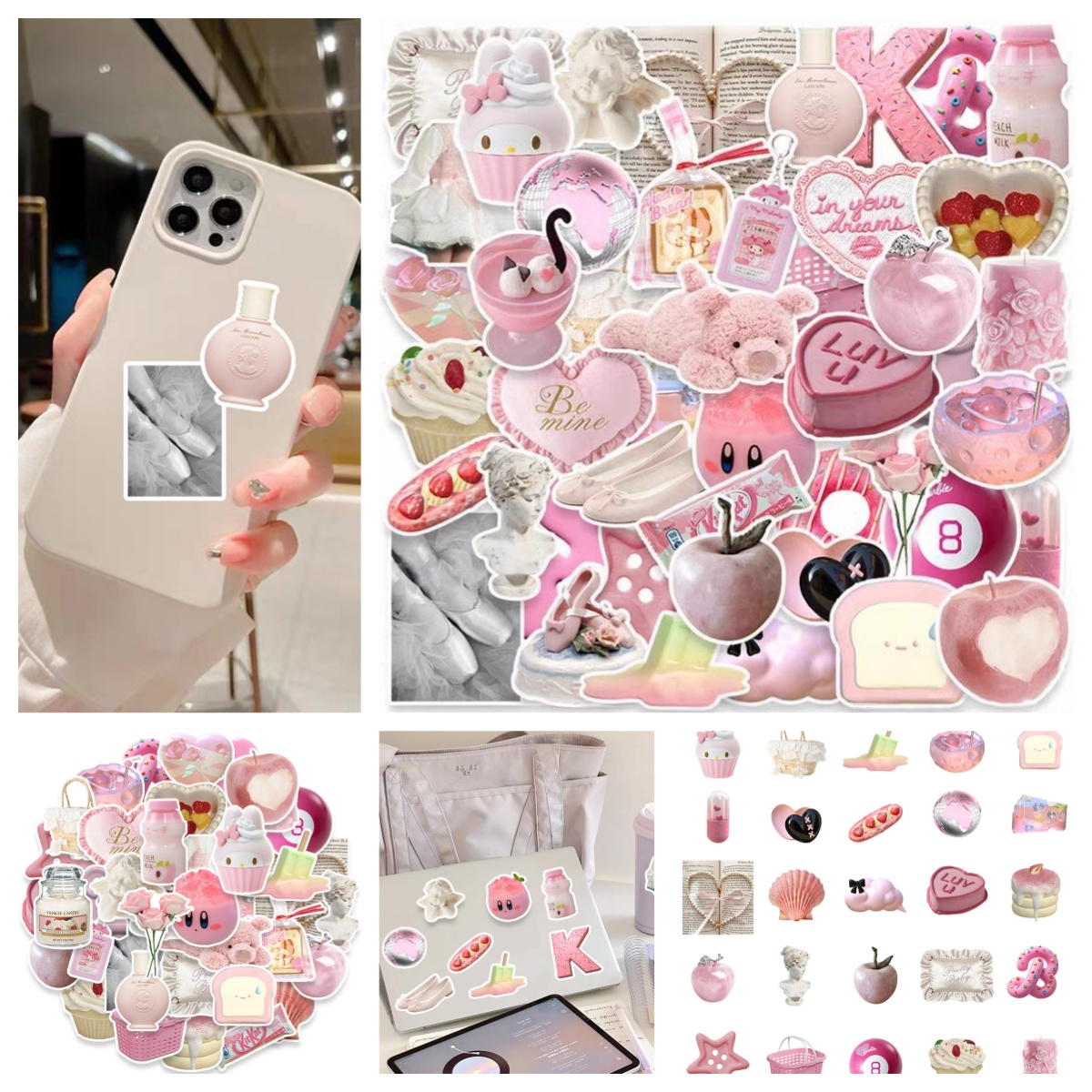 可爱防水贴纸粉色小物少女心