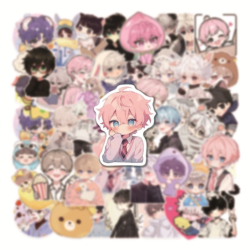 50张动漫男孩卡通创意贴画笔记本