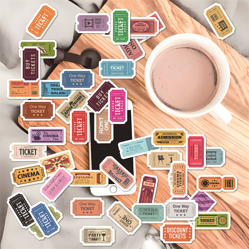 50张彩色标识票据贴纸diy可爱