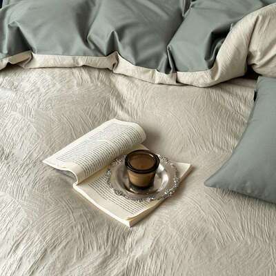 四色空气大提花纯棉长绒棉单件套床笠款四IQX季织床被套床上用品