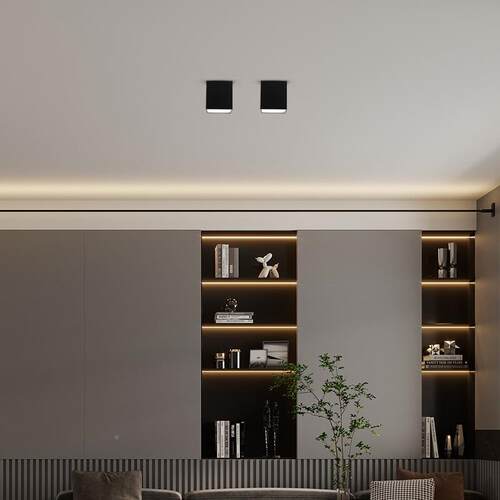 9Ul眩装ed明筒灯方形免开孔商用办室吸顶式防筒灯家公用玄关F76T8