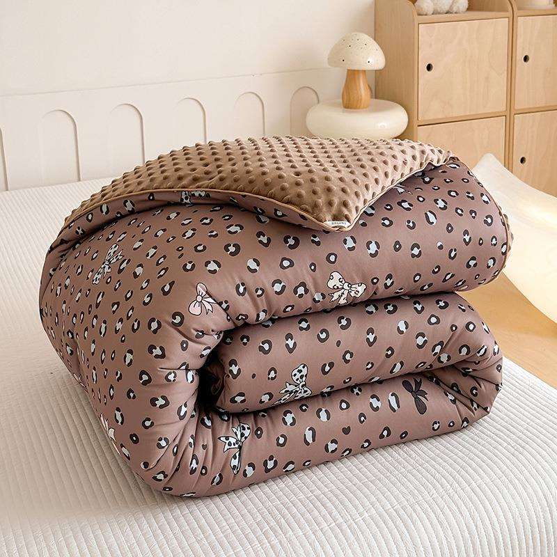秋冬一针织棉一面安双抚豆豆绗缝被面子HHL20251超萌数码绒印花单
