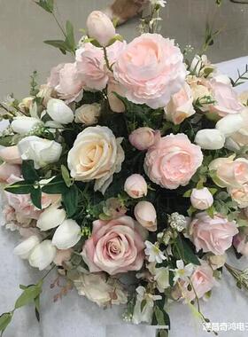 新款婚花庆艺路引排B7514611花仿真花展订婚车橱摆件绢花酒店圆形