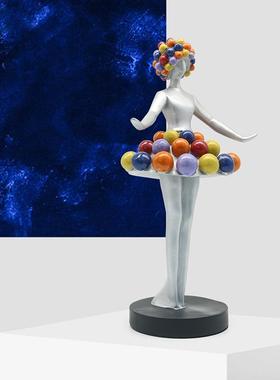 芭蕾舞孩件气女摆球人雕像桌面芭1蕾舞者饰品装玄关客厅办公室书