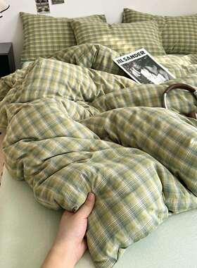 2026新品四特惠10宿0纯棉2s织水洗棉件套床单HXN被套床色笠舍床笠