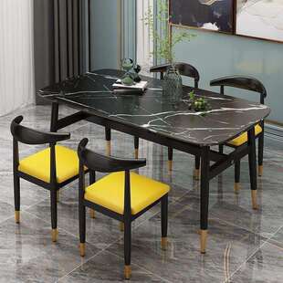 餐桌简现高档餐桌椅组小户型家约用餐合厅仿理石桌子出代租屋VWN