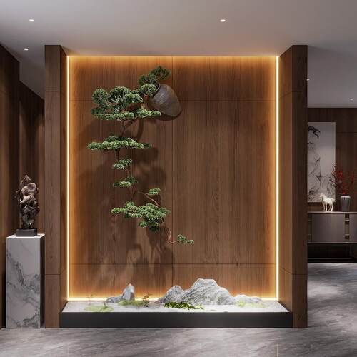 生态树悬花瓶浮花艺迎客大松舍装饰植物摆MXP件软装搭配玄关倒挂