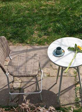 户外休RIX闲露庭茶院桌椅组三合防水防晒塑木天藤椅件套桌子椅子