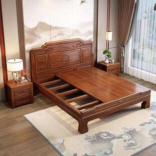 新古米典实木床8主卧双人床11.901#5米古典雕花床中.式南美紫檀木