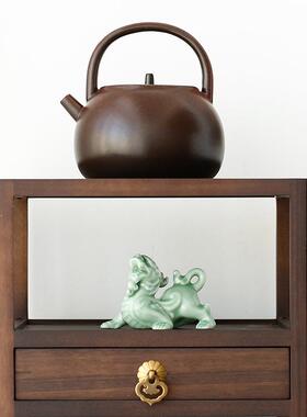 精品招陶财居22373瓷小件貔貅一对家摆小号茶室客厅玄关办公室桌