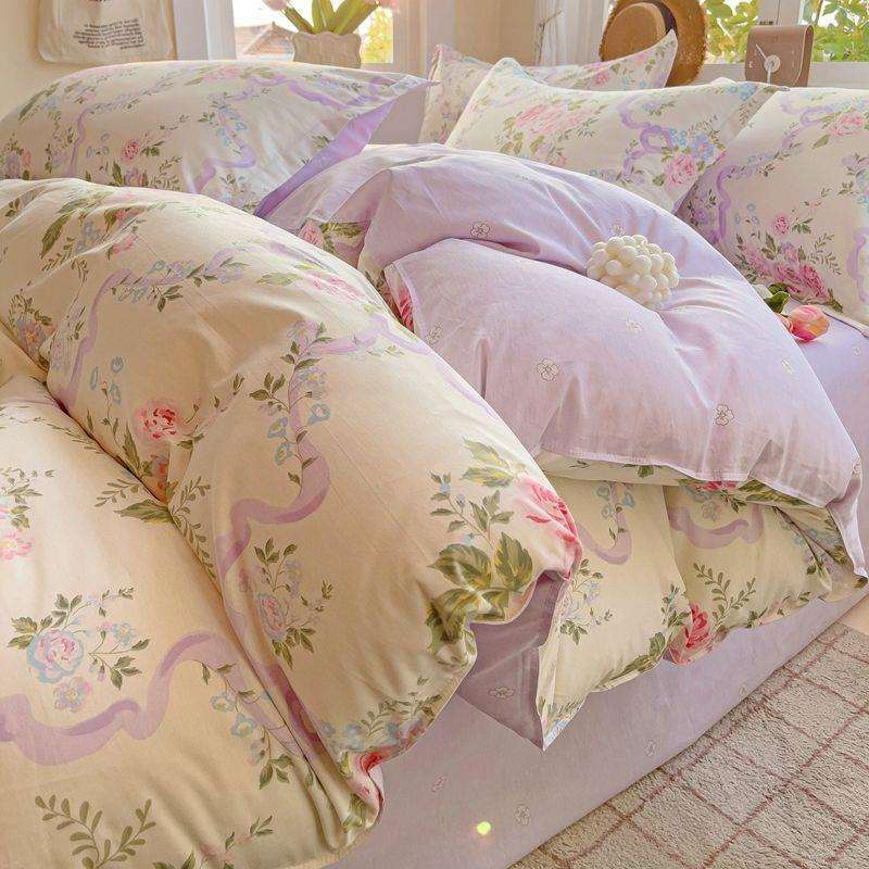 全棉斜纹加CYR厚被件单单宿舍套学生条纹150x200花卉纯人棉被罩