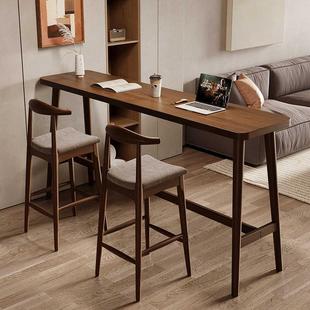 家用小户型客厅靠墙高办脚桌木子实吧台椅组合桌ICK简约公吧台式