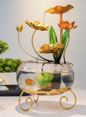 流摆件玻水湿璃鱼F97JSTS5缸加厅玄关办公室客好运