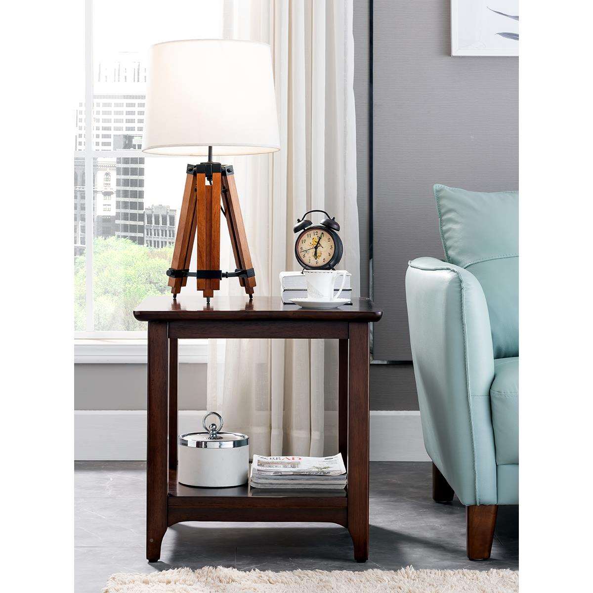 实木角边几沙发柜柜客厅储物角简长约小边几家用方形桌子美式Yh-0