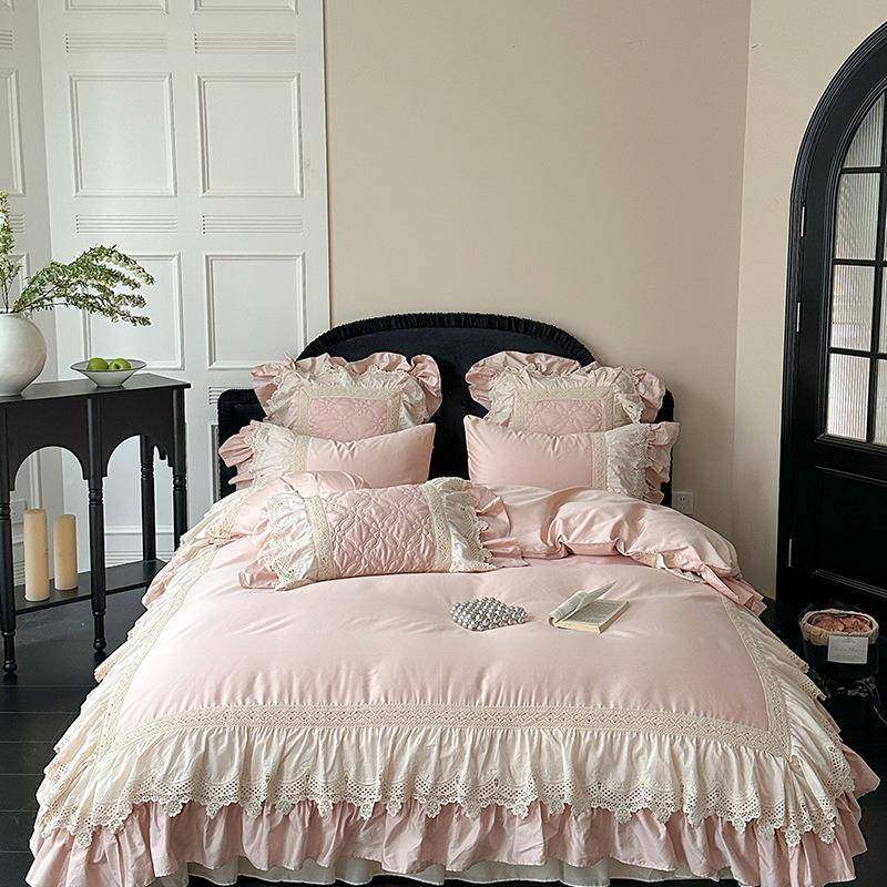 爆款韩版边公主风双层花全棉床上四件套纯棉被套粉764子格少女床,农机/农具/农膜,其它农用工具,淘宝优惠券,粉丝福利购,淘宝优惠卷