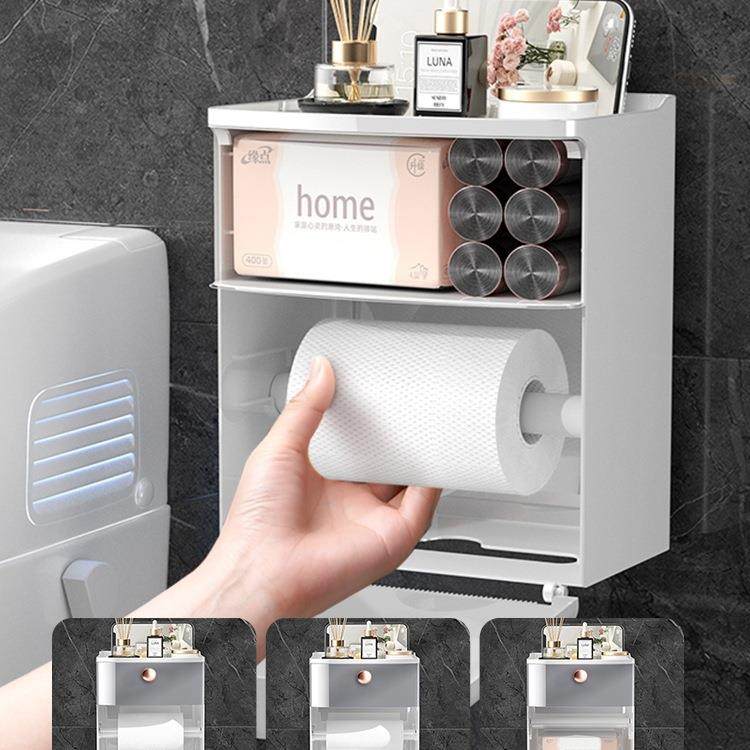 卫生纸巾盒厕置物架防水359厕纸所盒洗纸手间免打孔抽盒洗脸巾间
