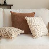 中VII古风客厅沙焦发抱枕组合民宿酒店样房靠枕米咖色枕糖色方板