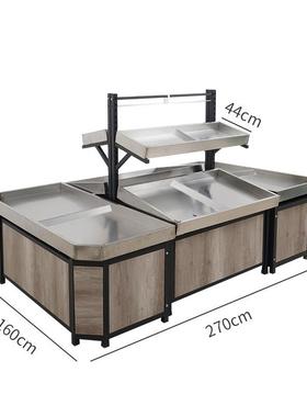 超鲜市层锈钢蔬菜不水果ZAM展示货架多中岛便利店生店果蔬台货架