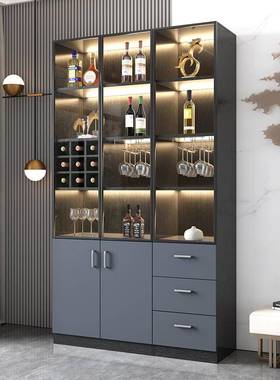 轻储奢玻璃酒柜现代简约厅客靠墙家用餐柜双ZG-65855门酒架展示边