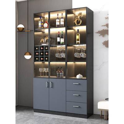 轻储奢玻璃酒柜现代简约厅客靠墙家用餐柜双ZG-65855门酒架展示边
