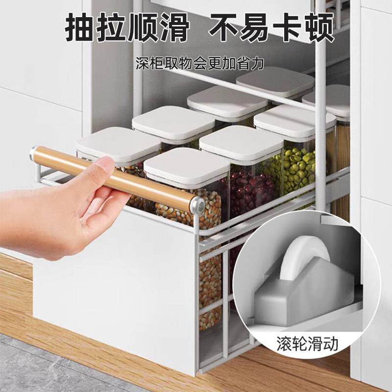 厨房下水槽置物架抽拉式调料碗碟多功能台面收纳架橱柜抽屉分层架