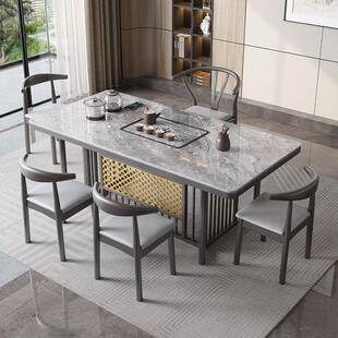 新轻奢岩板茶桌上档体次茶台整套铁艺家用客厅ESW一茶几茶款具一