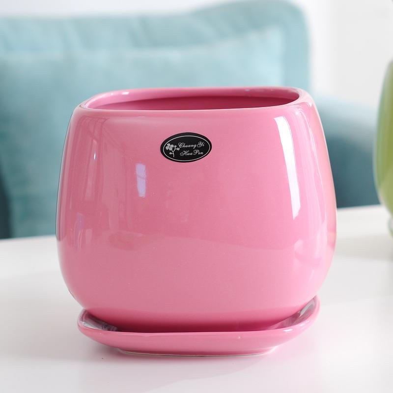 四方形盆陶瓷花带陶欧瓷托约F75SS85S盘大号式简室内客厅阳台绿萝