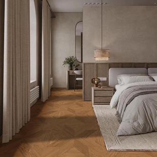 法式复古凡尔赛木纹砖800x800 新中式客厅卧室地砖焦糖色鱼骨瓷砖