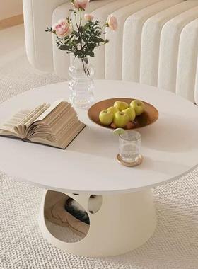 奶油风猫窝aXAe5HJN茶几客厅家用小户型网宠物创店圆形意个可收性