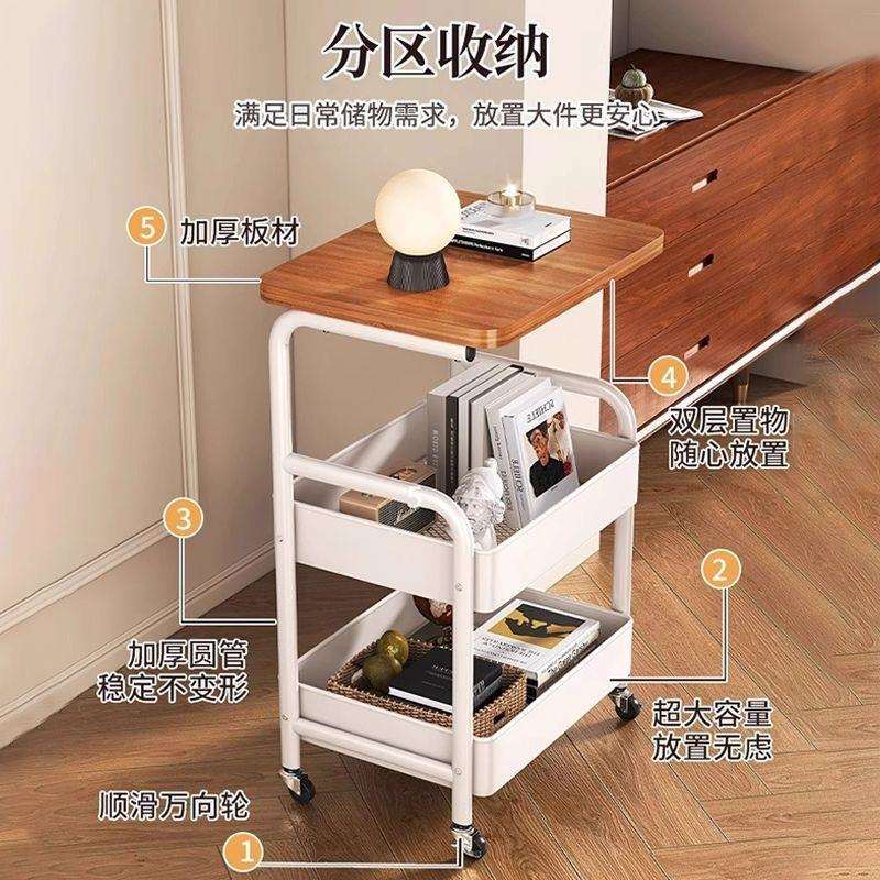 发边几可移动架YF-zwc88客厅小推沙置物带轮奶油风小茶几车家用简
