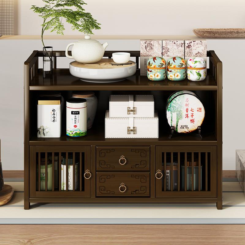 架茶水置柜物收纳柜茶架子台式博古架中式竹桌面楠小型茶柜SFAS多