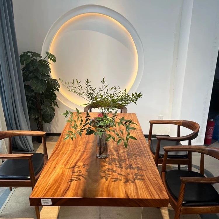 端南胡桃木桌现代简约原SVL木客厅大高板茶茶台办公家用茶美几阳