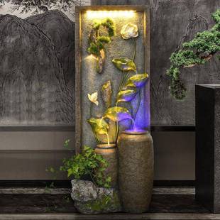 式流财1858水摆件中室内风水招装饰庭院景喷观阳台客厅落地假山泉