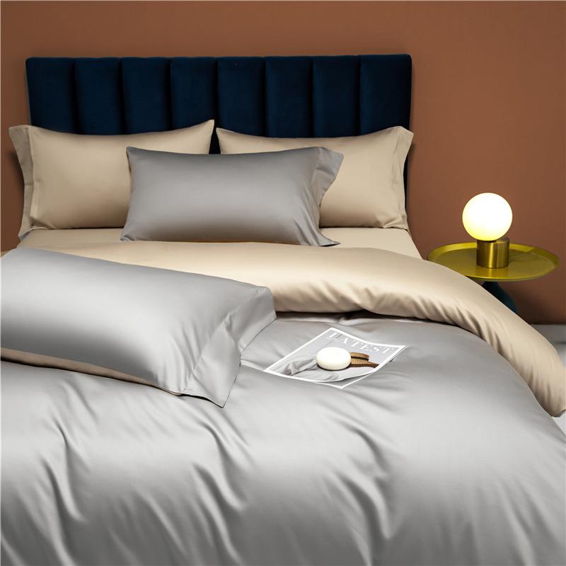A类棉支100长绒棉全缎棉抗菌四件套XAZ轻奢纯色简约贡床品纯被套