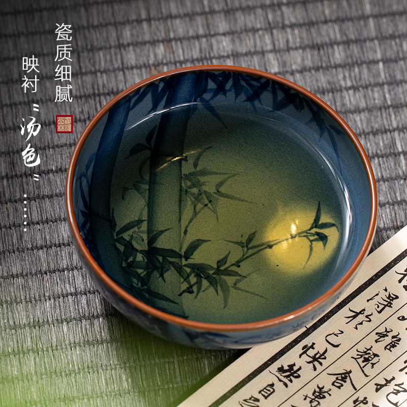 景德镇青花手绘内外双月柴窑