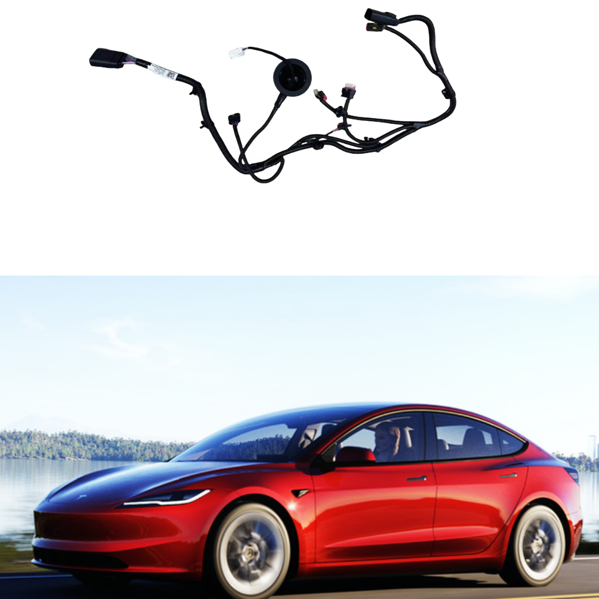 2023特斯拉焕新3版model 3龙门架线束水箱散热器框架线总成